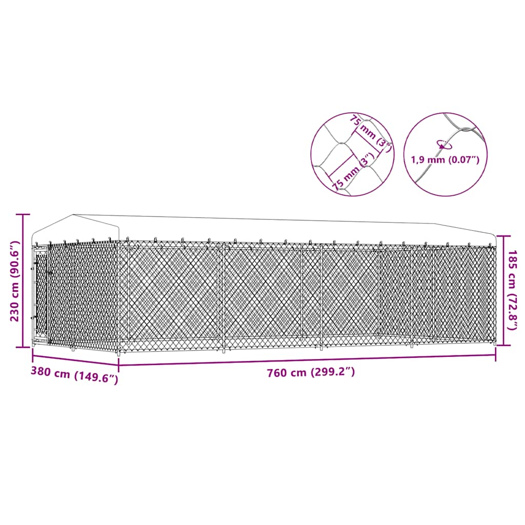 Canile da Esterno con Tetto 7,6x3,8x2,3 m