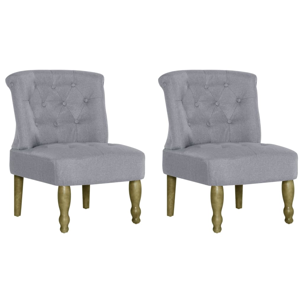 French Style Armchairs 2 pcs Light Gray Fabric