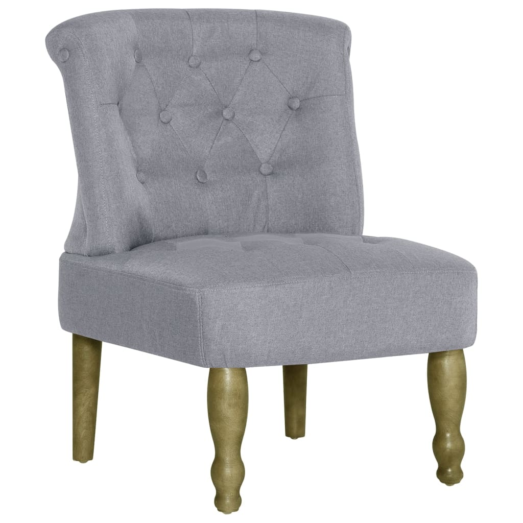 French Style Armchairs 2 pcs Light Gray Fabric