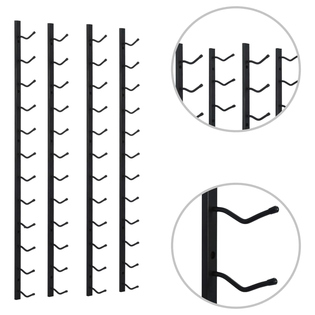Portavini da Parete per 12 Bottiglie 2 pz Nero in Ferro - homemem39