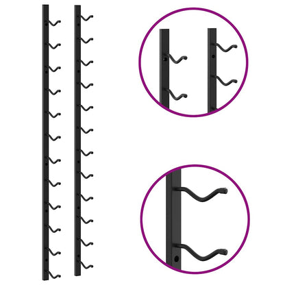 Portavini da Parete per 12 Bottiglie 2 pz Nero in Ferro