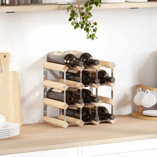 Portavini da 12 Bottiglie in Legno Massello di Pino