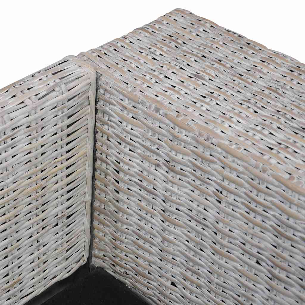 Divano a 2 Posti con Cuscini Grigio in Rattan Naturale