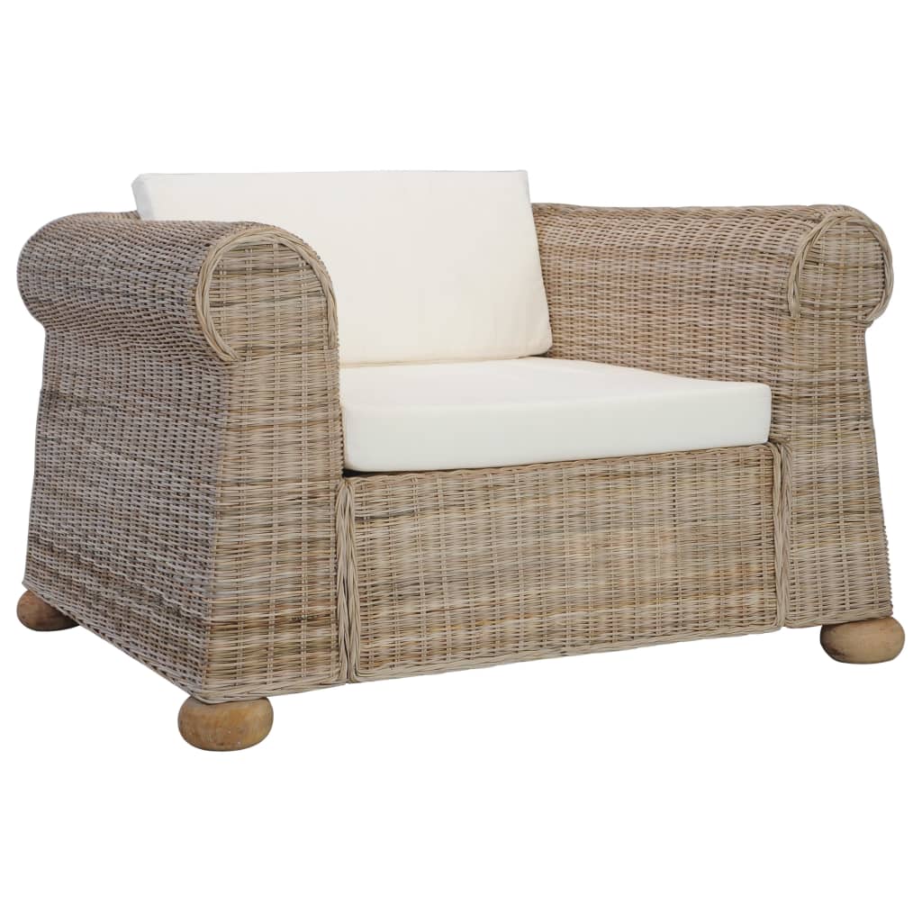 Armchair with Natural Rattan Cushions