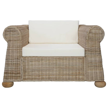 Armchair with Natural Rattan Cushions