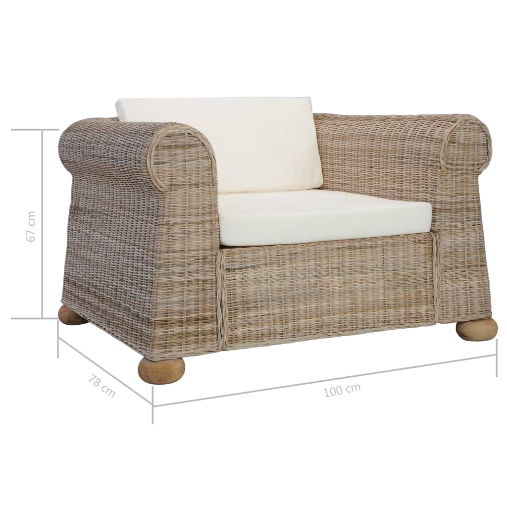 Armchair with Natural Rattan Cushions