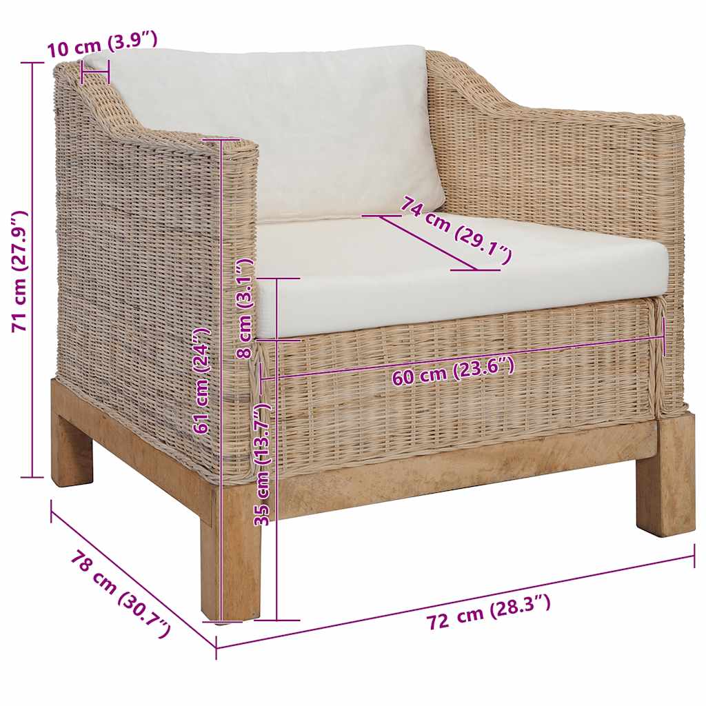 Poltrona con Cuscini in Rattan Naturale | homemem39