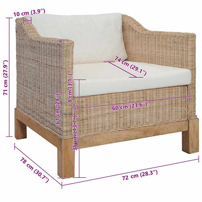 Poltrona con Cuscini in Rattan Naturale | homemem39