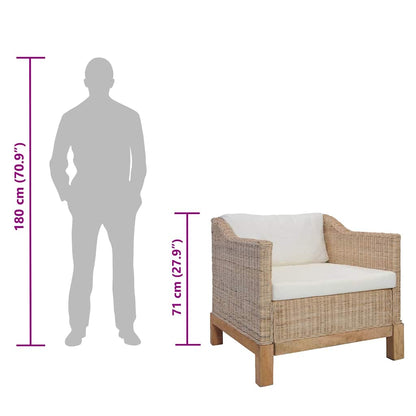 Poltrona con Cuscini in Rattan Naturale