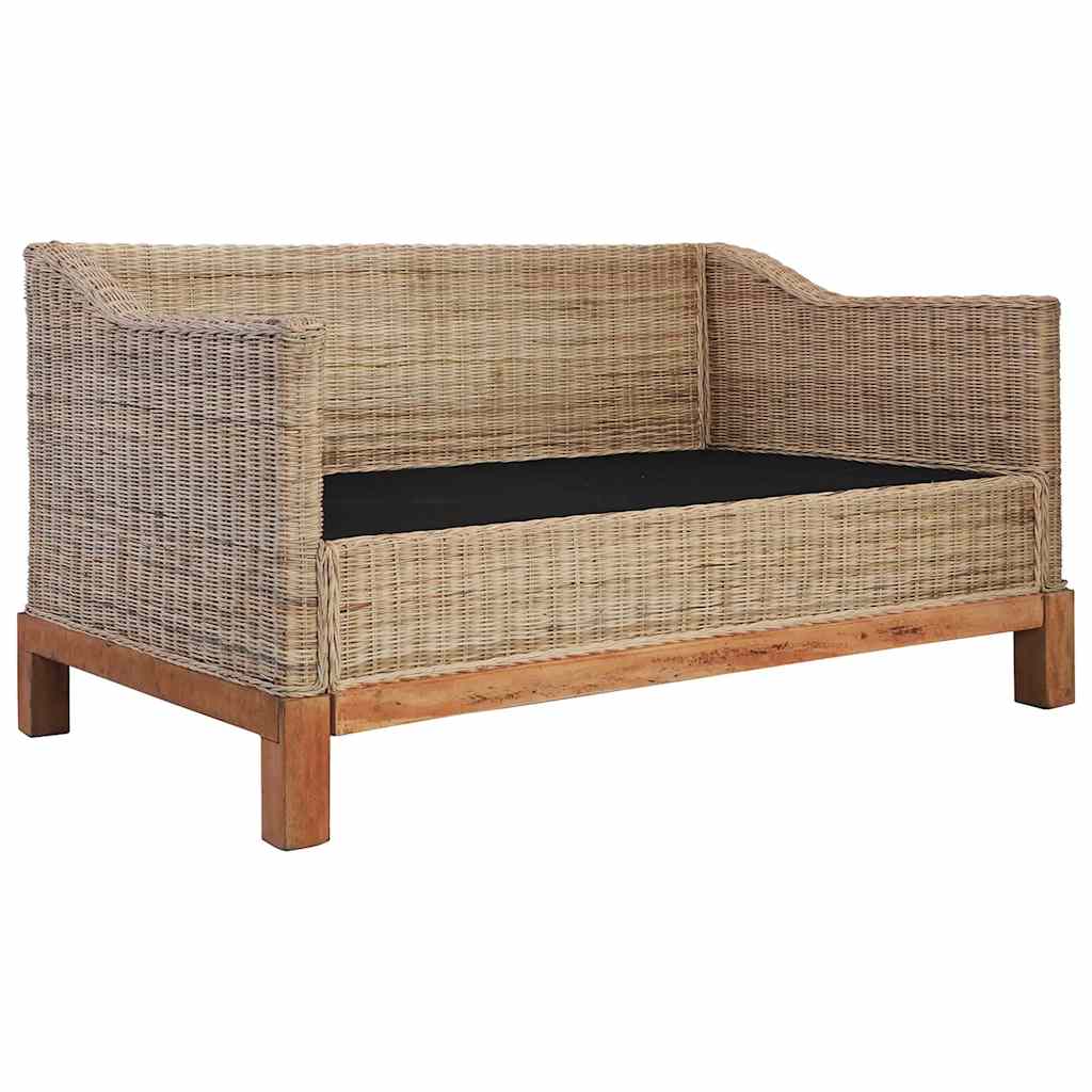 Divano a 2 Posti con Cuscini in Rattan Naturale