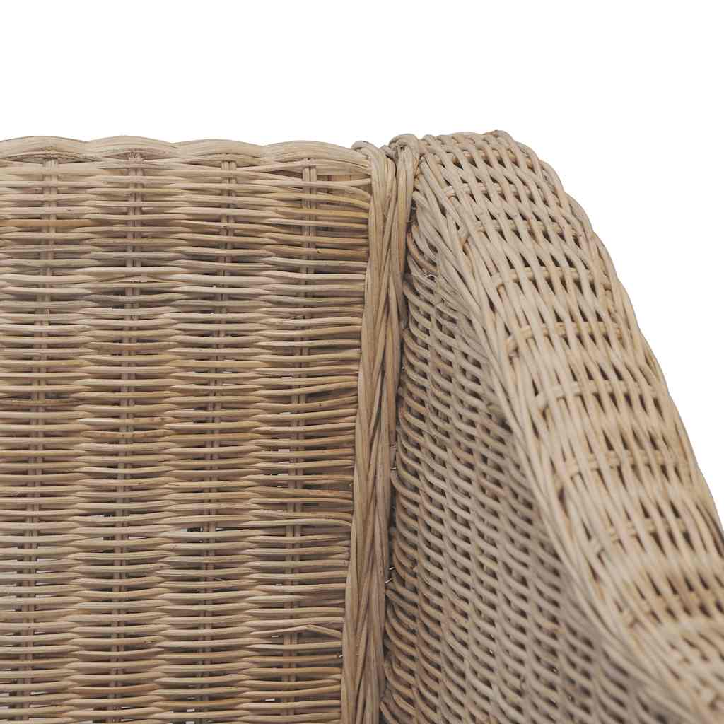 Divano a 2 Posti con Cuscini in Rattan Naturale