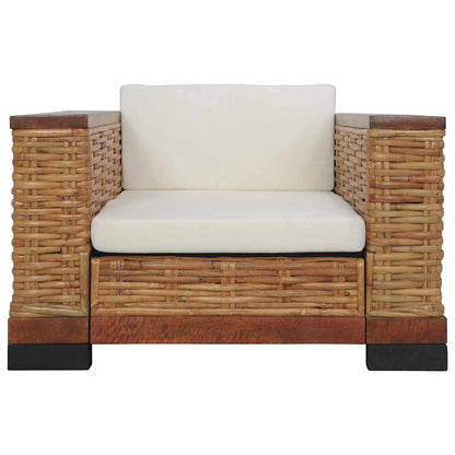 Poltrona con Cuscini Marrone in Rattan Naturale | homemem39