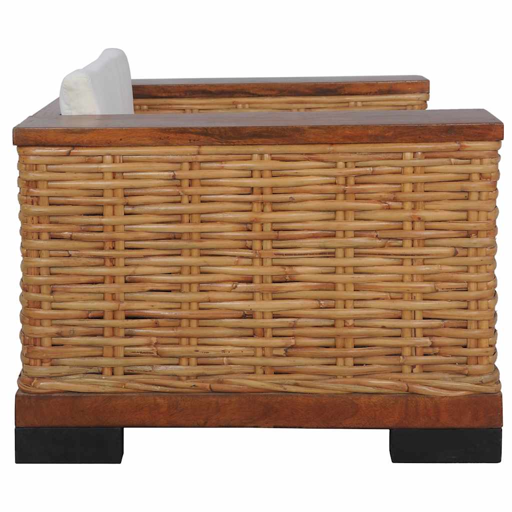Poltrona con Cuscini Marrone in Rattan Naturale