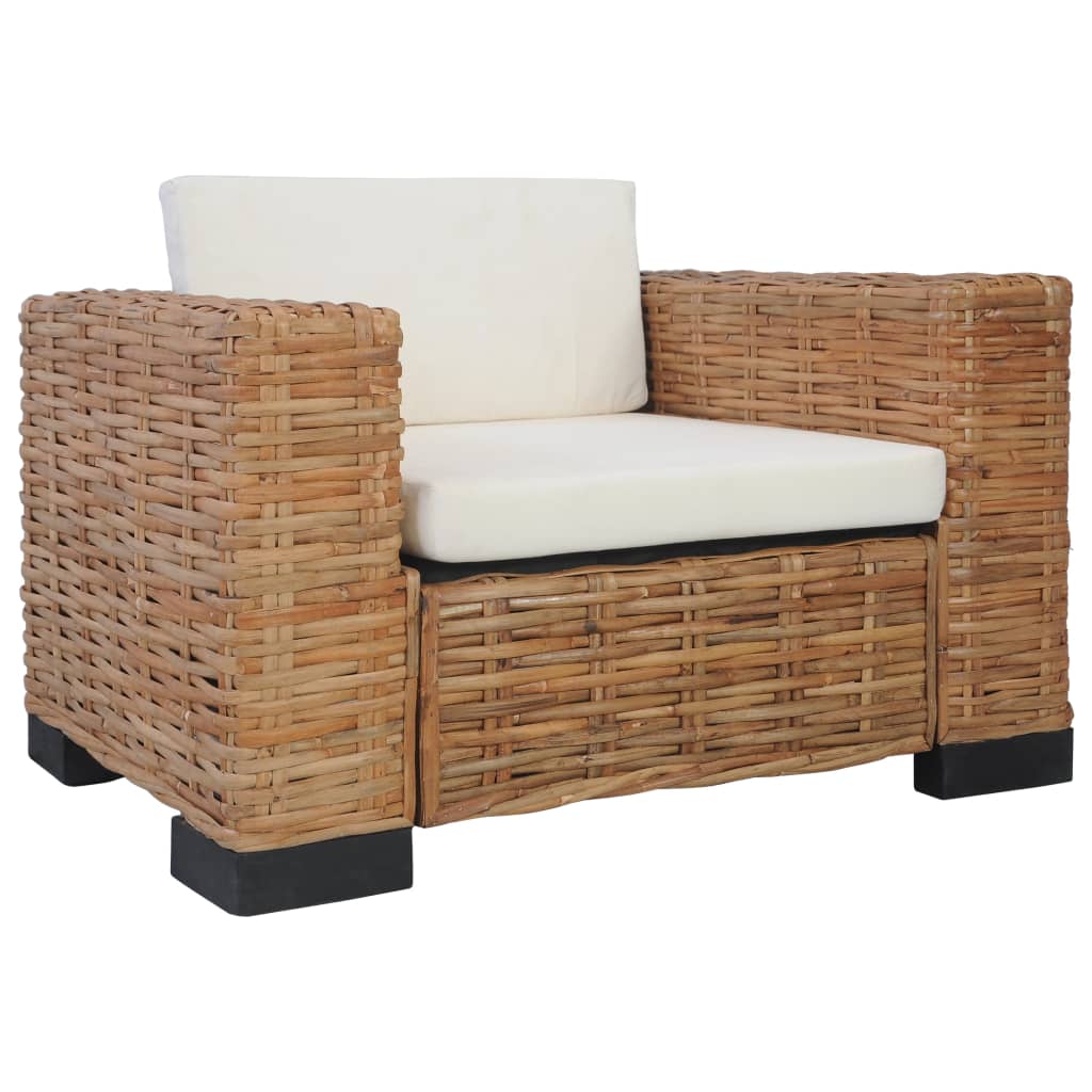 Armchair with Natural Rattan Cushions