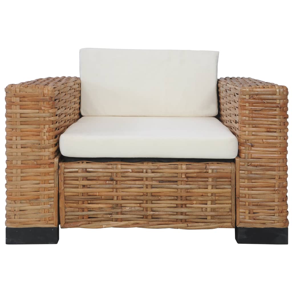 Armchair with Natural Rattan Cushions