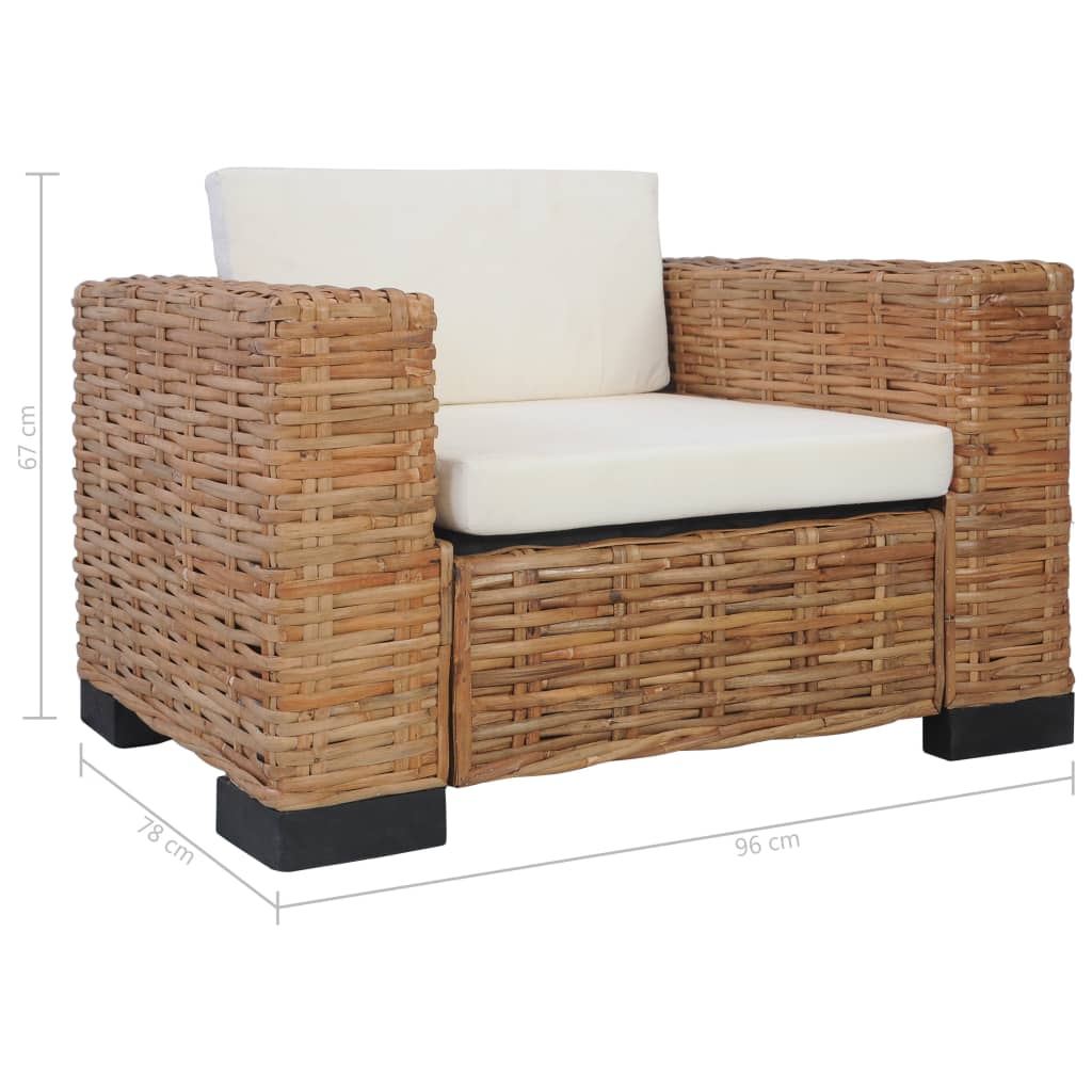 Armchair with Natural Rattan Cushions