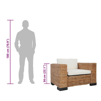 Poltrona con Cuscini in Rattan Naturale