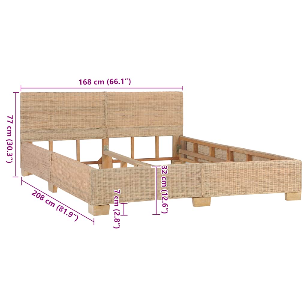Giroletto con Testiera senza Materasso 160x200 cm Vero Rattan