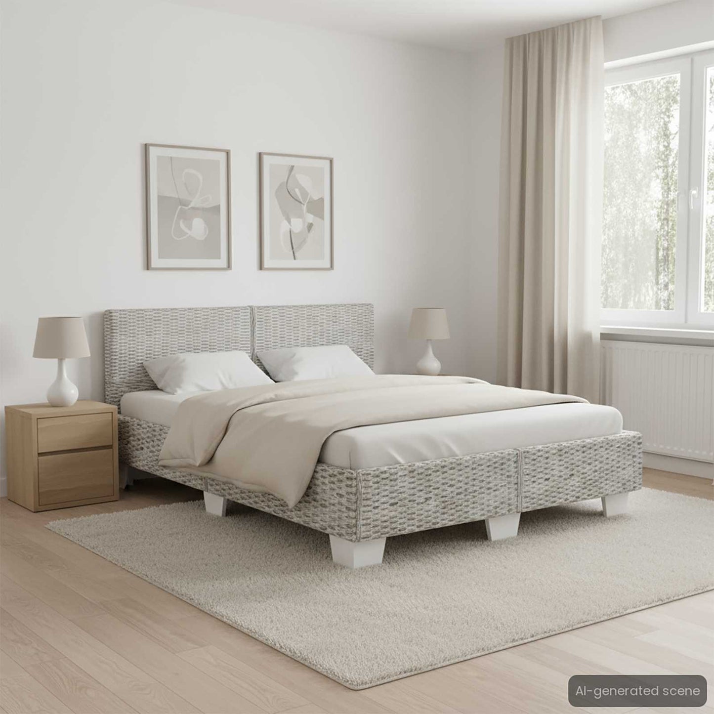 Giroletto Grigio in Rattan Naturale 160x200 cm