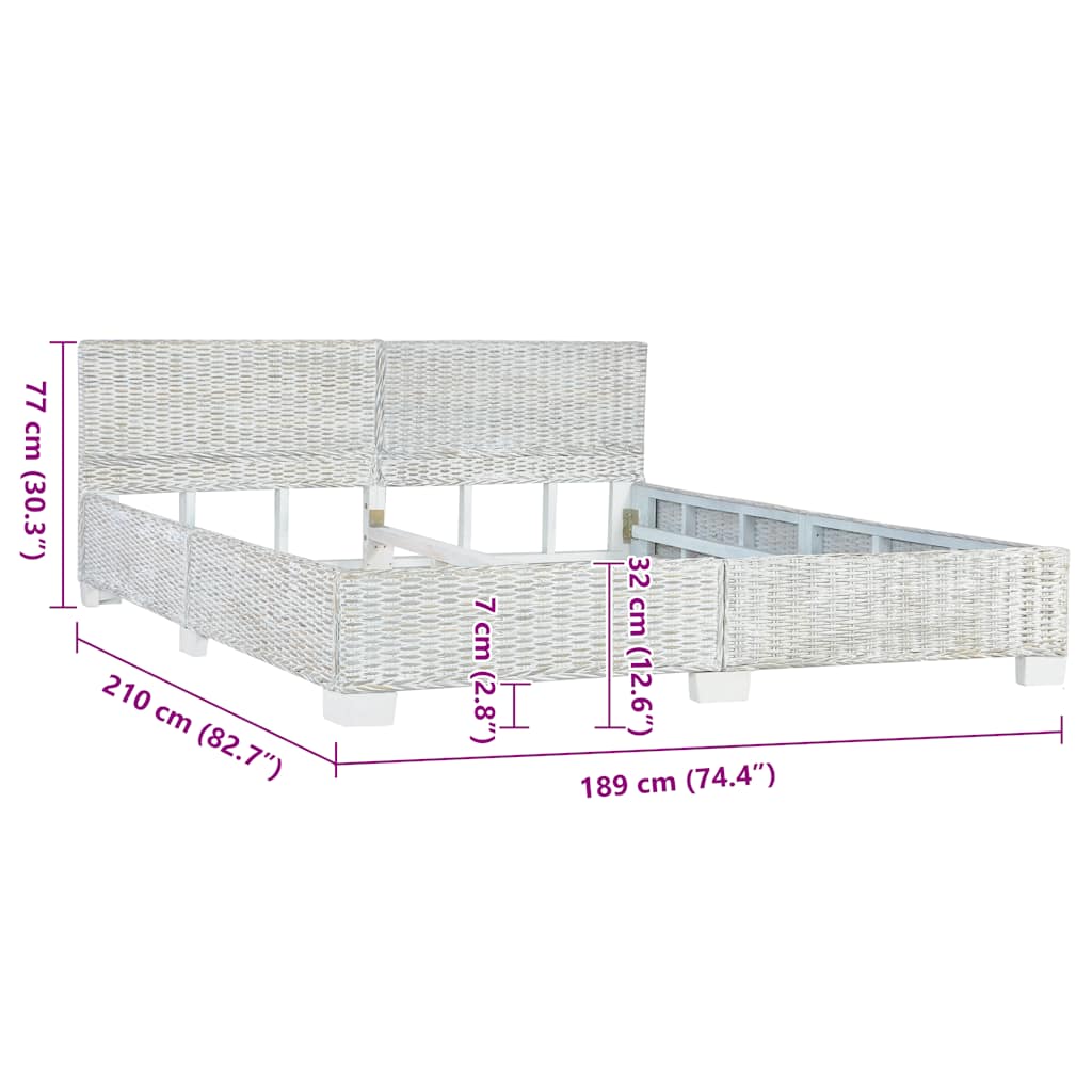 Giroletto senza Materasso Grigio Naturale Vero Rattan 180x200cm | homemem39