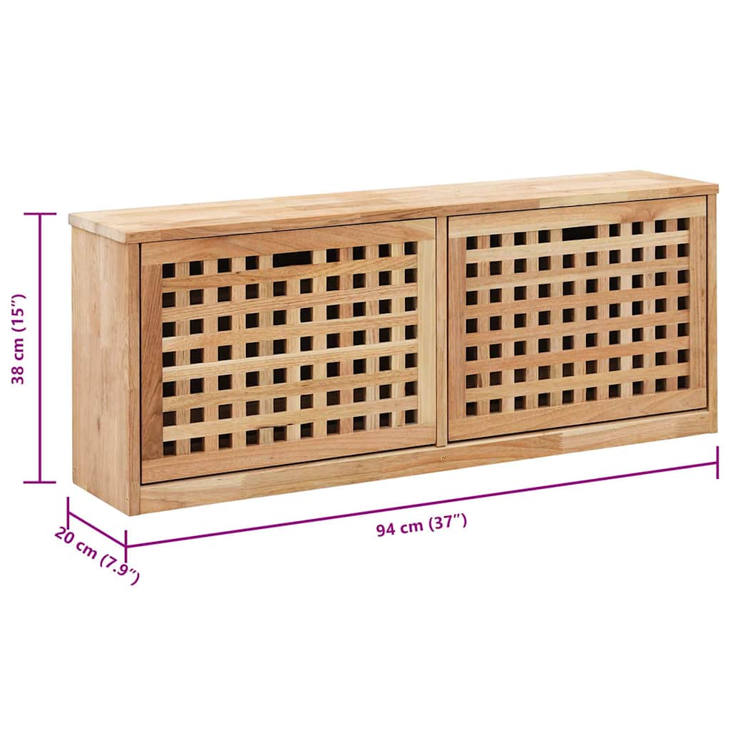 Panca con Scarpiera 94x20x38 cm in Legno Massello di Noce | homemem39