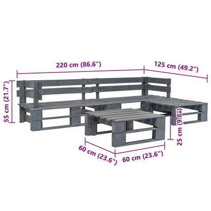 Set Divani da Giardino con Pallet 4 pz in Legno Grigio - homemem39