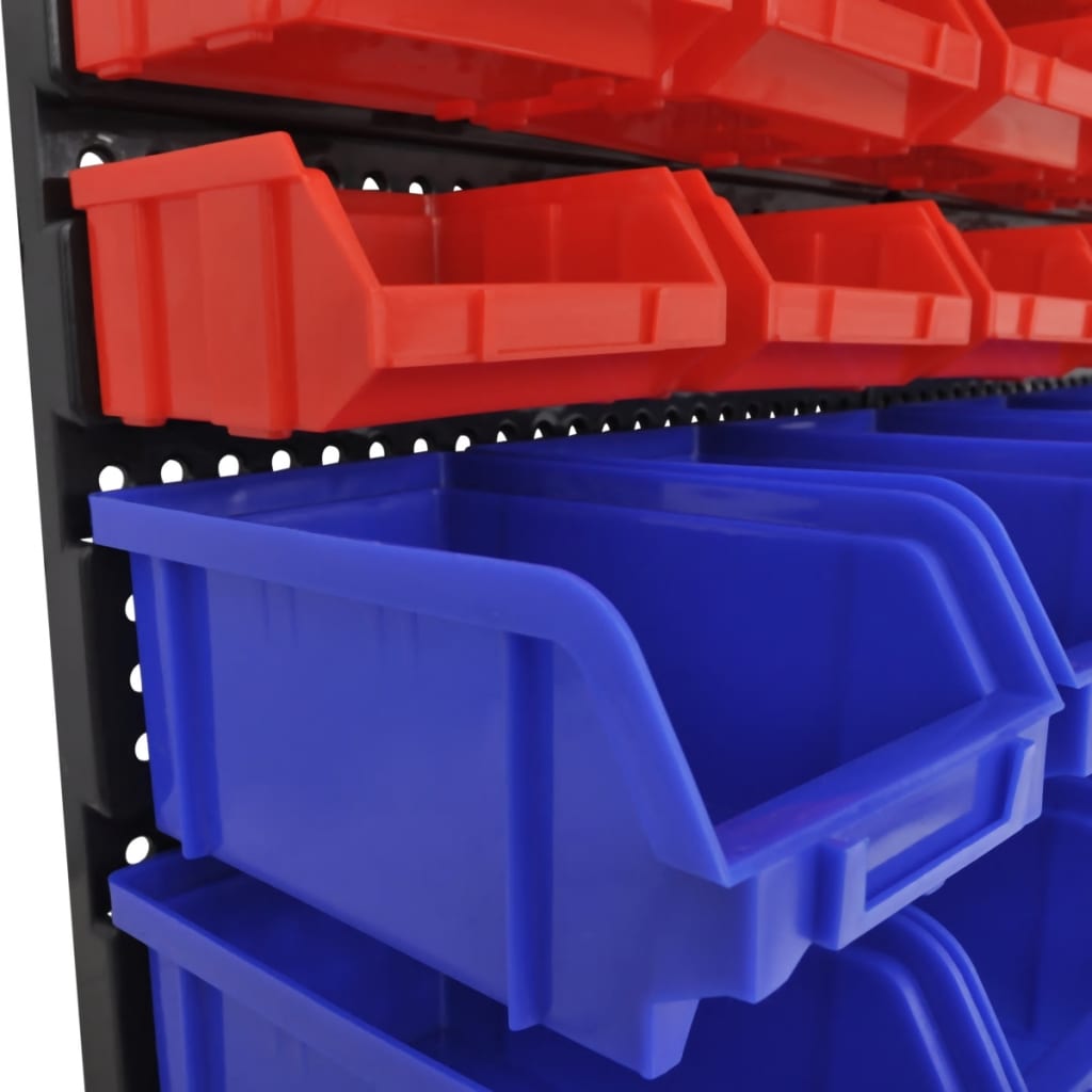Contenitore Plastica per Garage da Parete Set 30 pz Blu e Rosso | homemem39