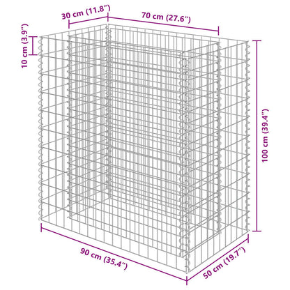 Gabbione Letto Rialzato in Acciaio Zincato 90x50x100 cm