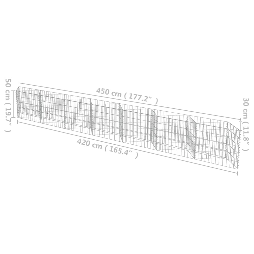 Gabbione in Acciaio Zincato 450x30x50 cm | homemem39