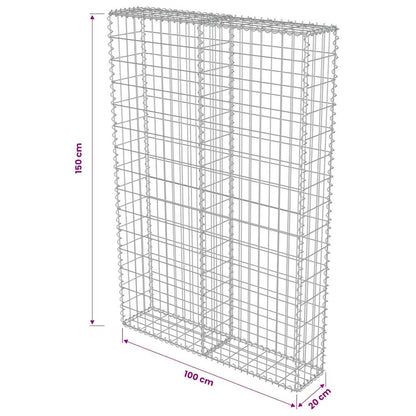 Gabbione con Copertura in Acciaio Zincato 100x20x150 cm | homemem39