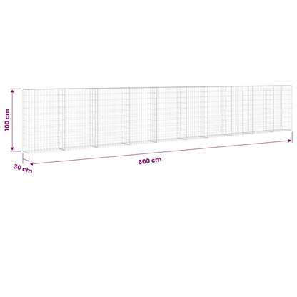 Gabbione con Copertura in Acciaio Zincato 600x30x100 cm | homemem39