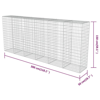 Gabbione con Copertura in Acciaio Zincato 300x50x150 cm | homemem39