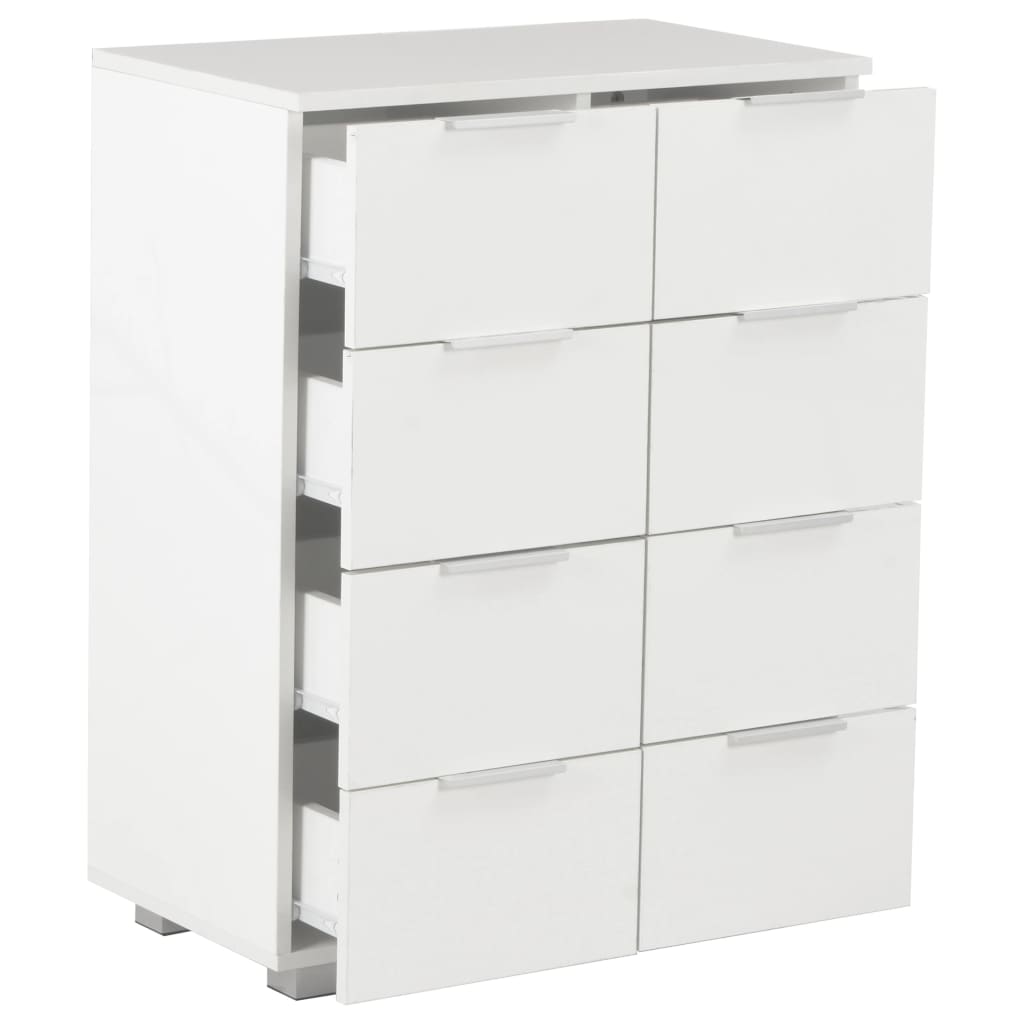 Credenza Bianco Lucido 60x35x80 cm in Legno Multistrato