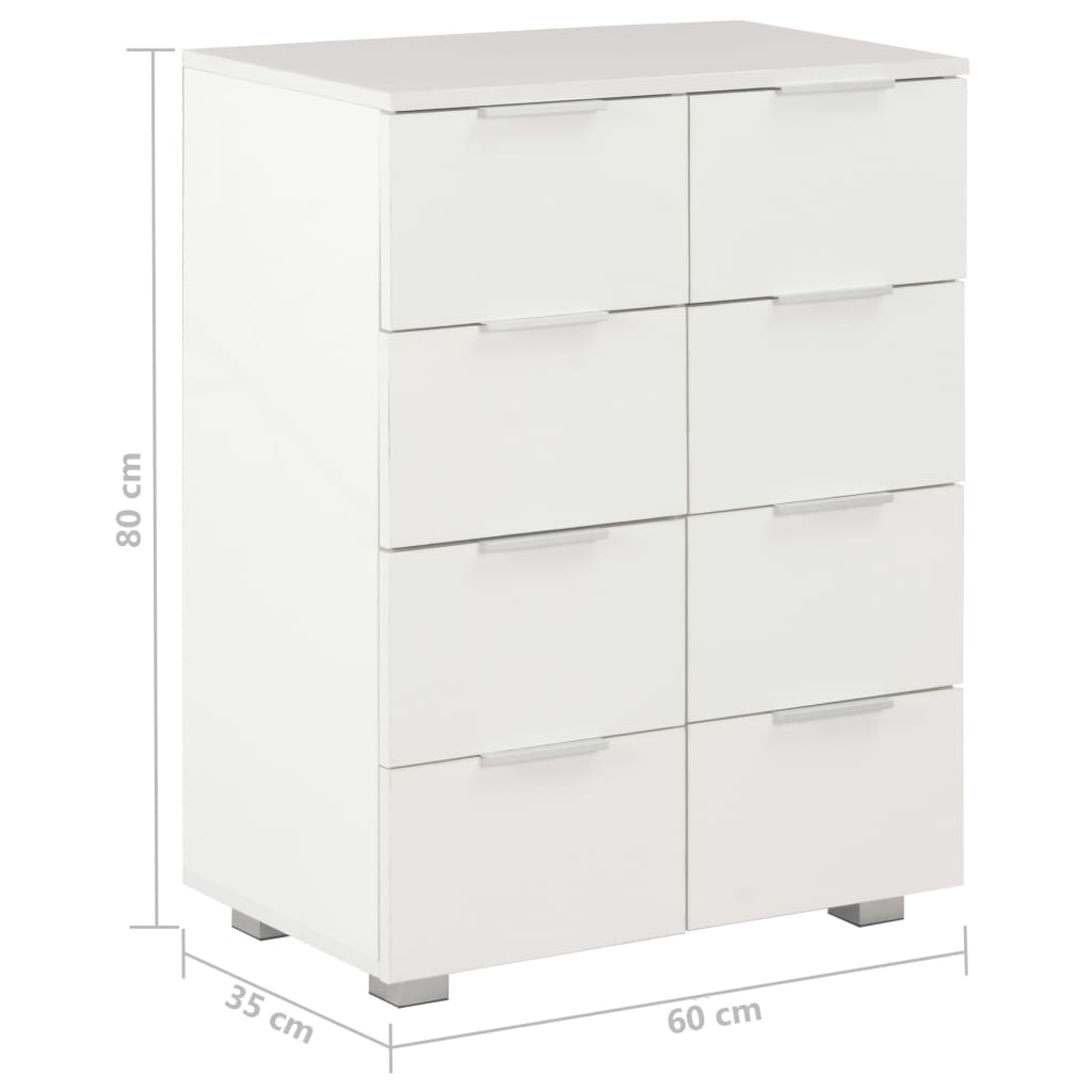 Credenza Bianco Lucido 60x35x80 cm in Legno Multistrato - homemem39