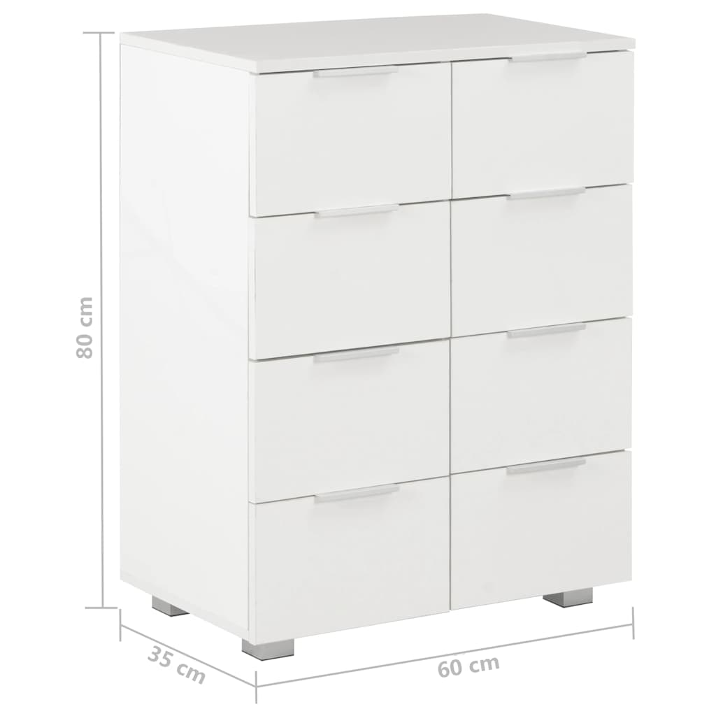 Credenza Bianco Lucido 60x35x80 cm in Legno Multistrato