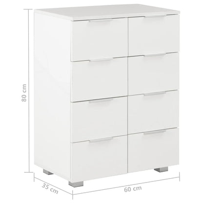 Credenza Bianco Lucido 60x35x80 cm in Legno Multistrato