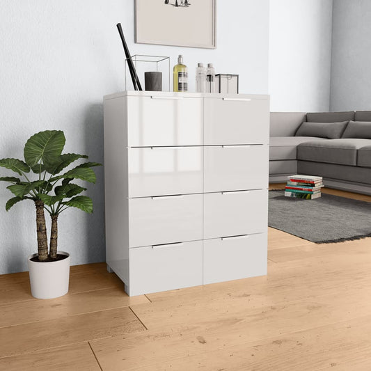 Credenza Bianco Lucido 60x35x80 cm in Legno Multistrato - homemem39