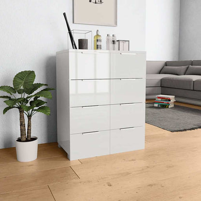 Credenza Bianco Lucido 60x35x80 cm in Legno Multistrato