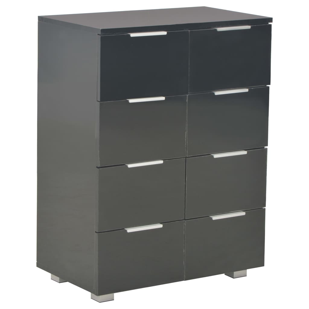 Credenza Nero Lucido 60x35x80 cm in Legno Multistrato