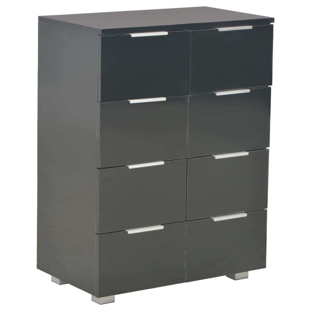 Credenza Nero Lucido 60x35x80 cm in Legno Multistrato - homemem39