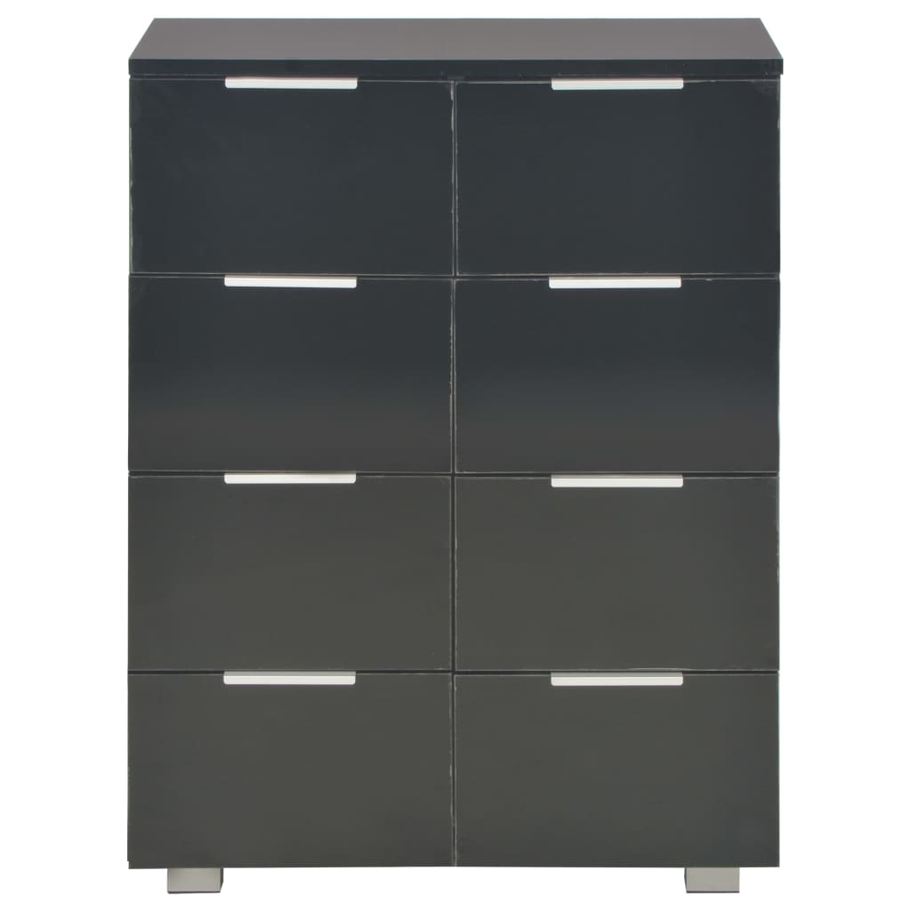 Credenza Nero Lucido 60x35x80 cm in Legno Multistrato