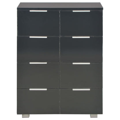 Credenza Nero Lucido 60x35x80 cm in Legno Multistrato