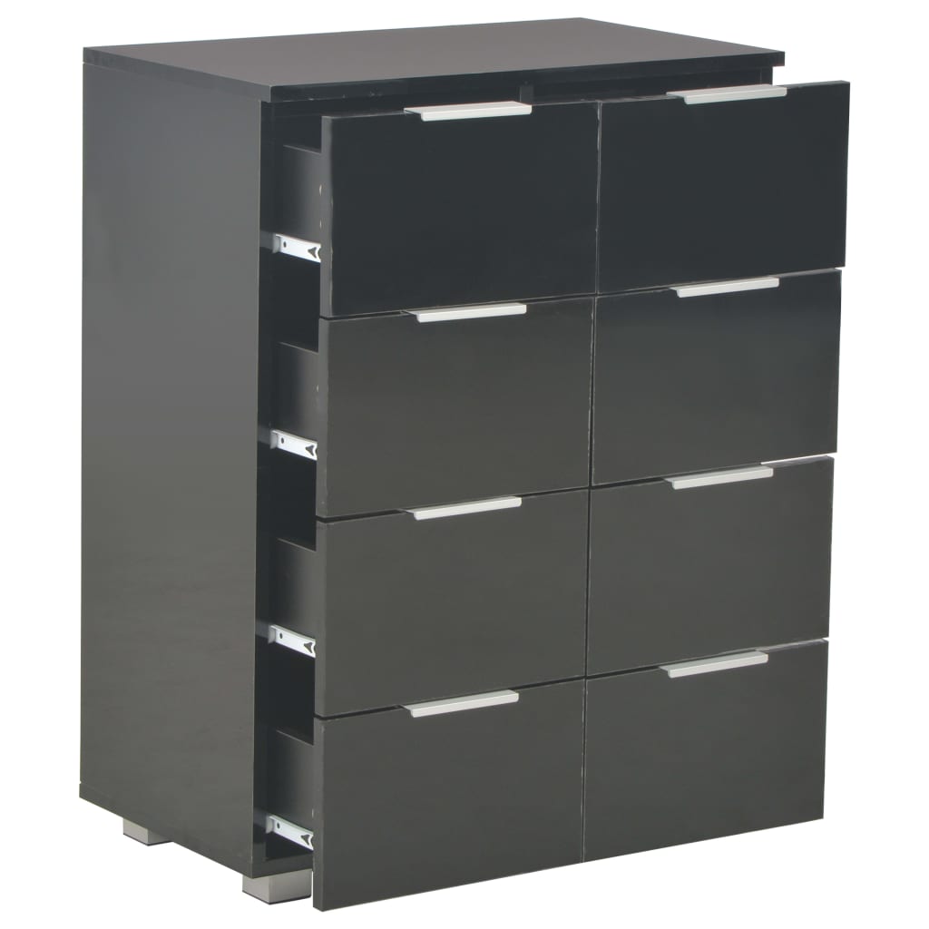 Credenza Nero Lucido 60x35x80 cm in Legno Multistrato - homemem39
