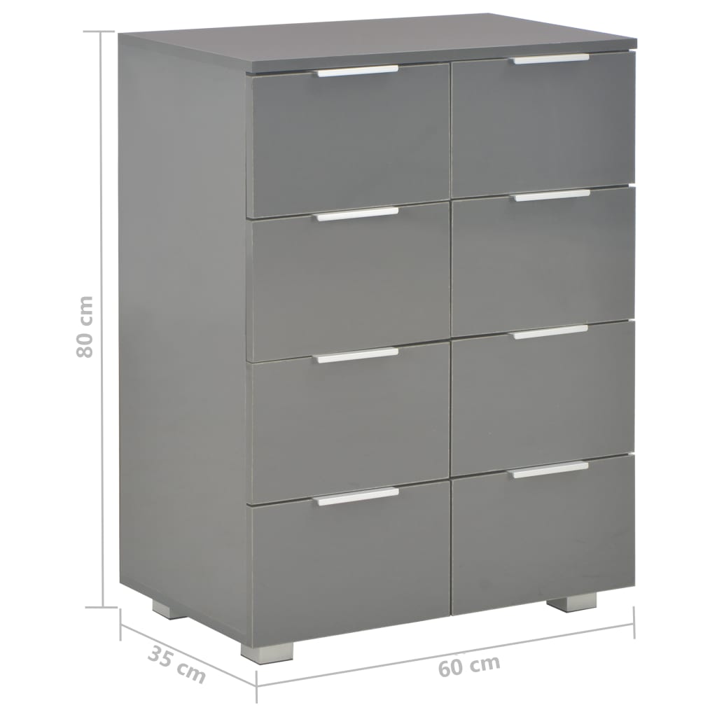Credenza Grigio Lucido 60x35x80 cm in Legno Multistrato