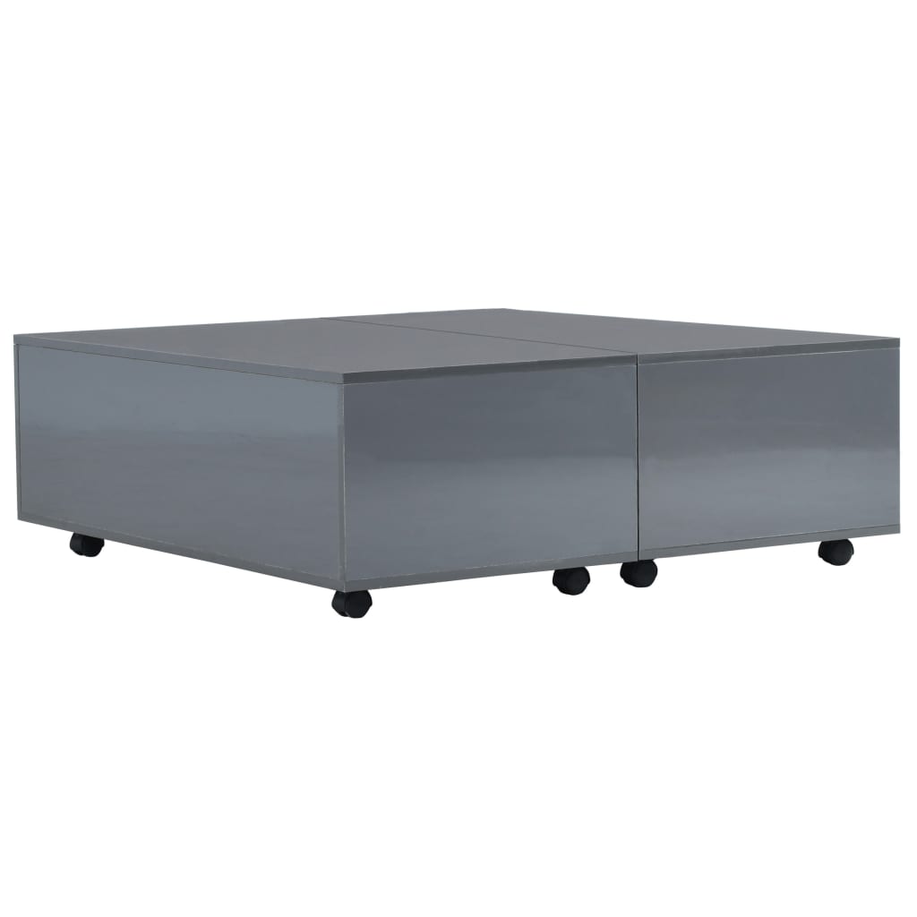 Tavolino da Salotto Grigio Lucido 100x100x35 cm | homemem39
