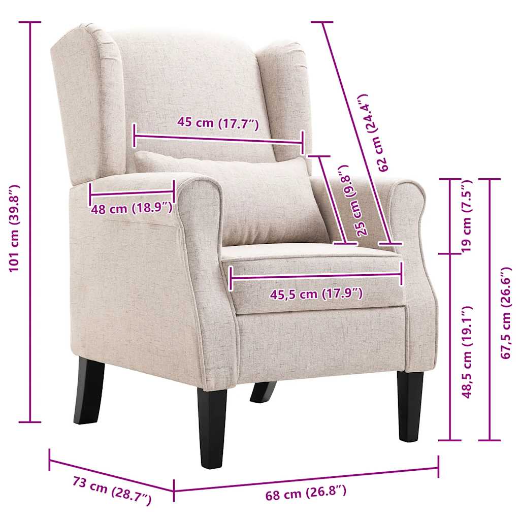 Poltrona Beige in Tessuto