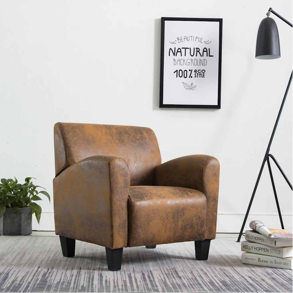Poltrona Divano Marrone 70x69x72 cm Similpelle Scamosciata