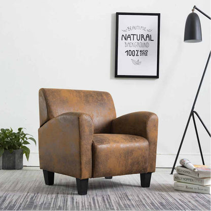 Poltrona Divano Marrone 70x69x72 cm Similpelle Scamosciata