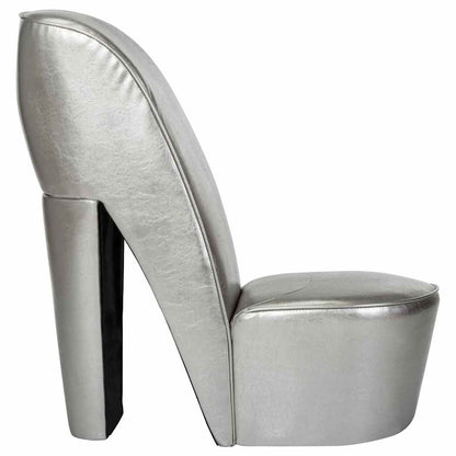 Poltrona a Forma di Scarpa con Tacco in Similpelle Argento | homemem39