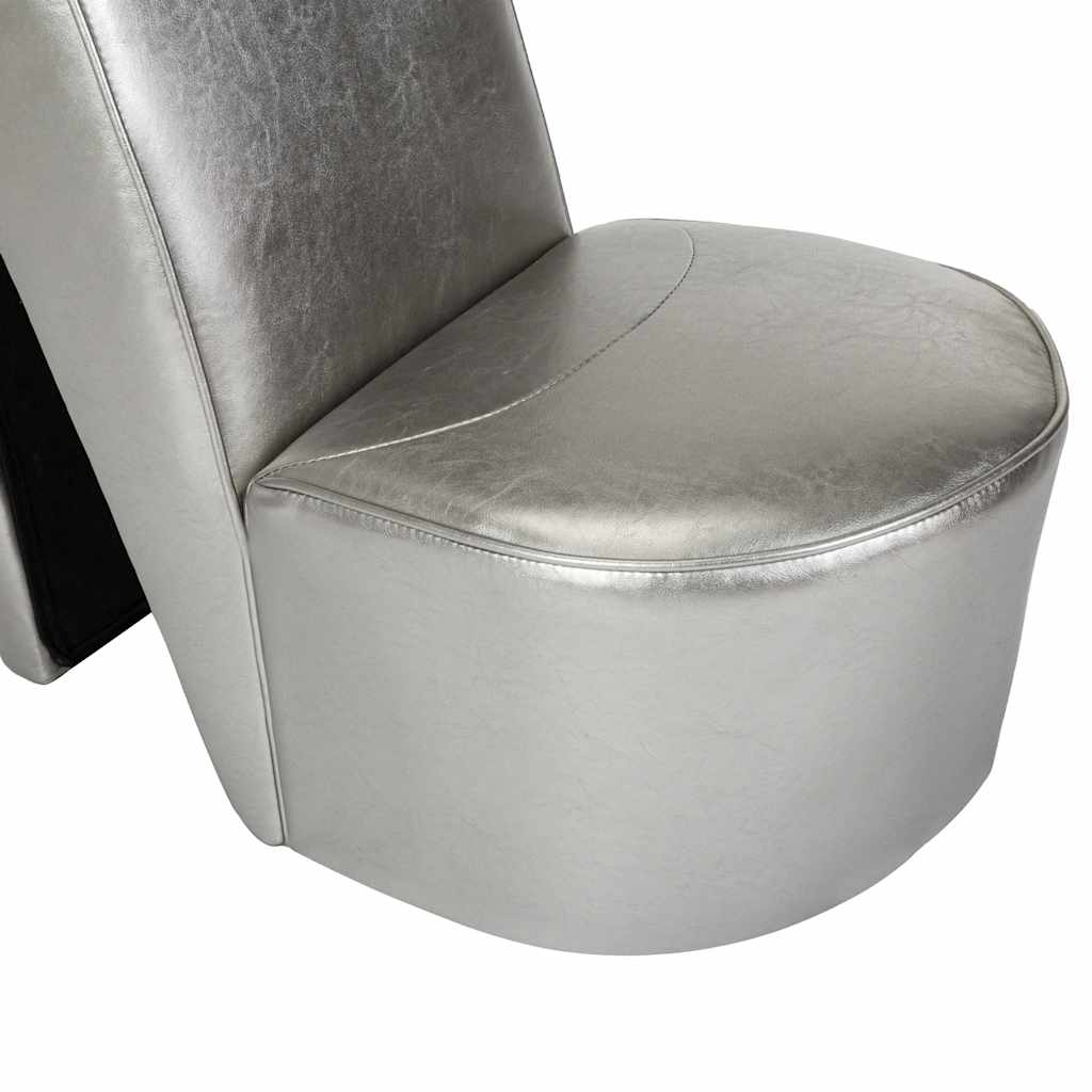 Poltrona a Forma di Scarpa con Tacco in Similpelle Argento | homemem39